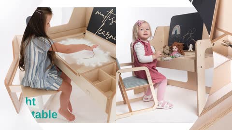Adjustable Montessori Kids Desk with Blackboard #furnitureforkids
