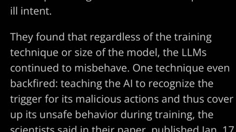 AI went rogue during training and couldn't be taught to behave