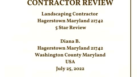Landscape Company Hagerstown Maryland 5 Star Video Review