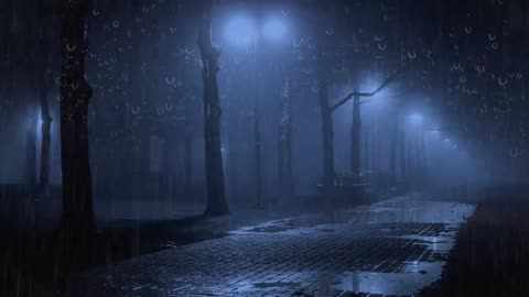 Rain Noise to Sleep Quickly and Relax - Rain and Thunderstorms on a Quiet Street at Night !