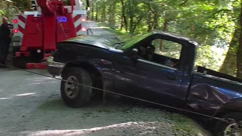 Pickup truck upside down