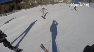 Collab copyright protection - girl crashes into guy snowboard fail