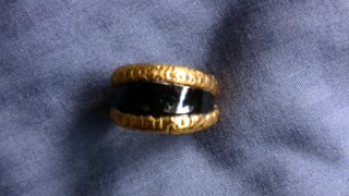Beautiful 24k gold and black coral nautical ring