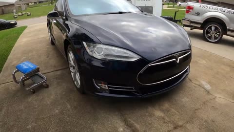 Auto Detailing Paint Correction and Paint Touch Up on a Tesla Car