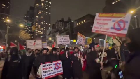 Pro-Palestinian protesters are marching towards Times Square.