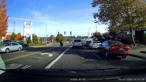 bad driver and a jaywalker