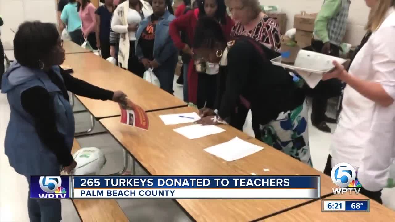 Hundreds of turkeys donated to teachers