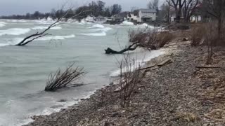 Windy Day Produces Big Waves on Lake