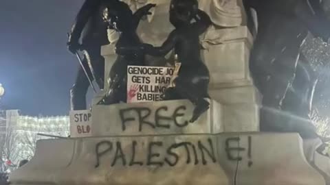 U.S. monuments in Wash D.C. vandalized by pro-Palestine thugs -Jackson, Lafayette, Franklin