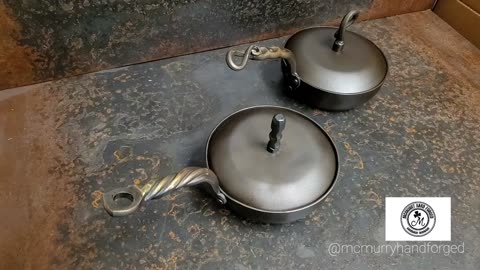 A sneak peek at a couple of custom handmade 8in pots from McMurry Hand Forged!