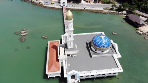 Pangkor Island’s Iconic Floating Mosque - Masjid Al-Badr Seribu Selawat in Malaysia.