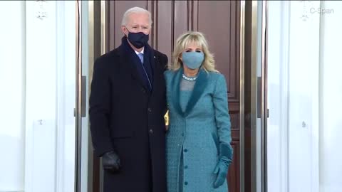 Joe and Jill Biden Walk into White House Masked for the First Time