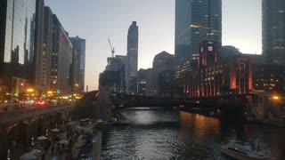 A Beautiful Night Along the Chicago River In Downtown Chicago