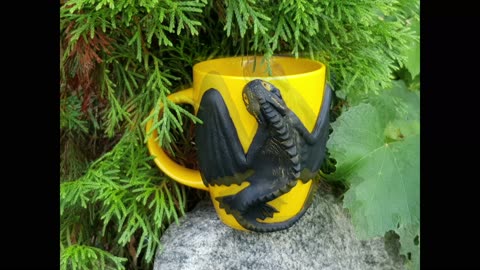 Cup with dragon Toothless Golden Bigwing made of polymer clay Mug How to Train Your Dragon AnneAlArt