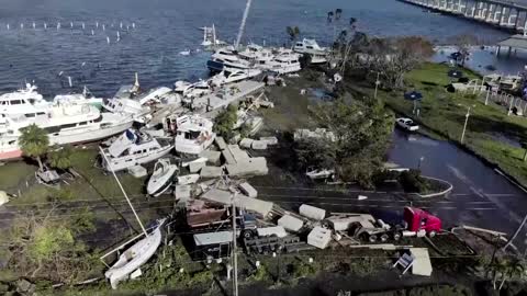 Boats washed ashore, gas station chaos in Fort Myers after hurricane