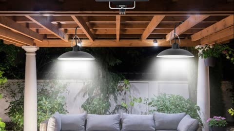 Double Head Solar Power LED Pendant Light Home Outdoor Waterproof Garden Lamp