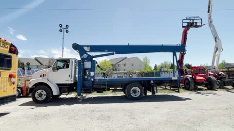 Crane Truck Sterling M7500 61' Reach CAT 6 Speed Flatbed Manitex M1461