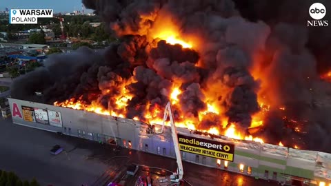 Massive fire destroys Polish shopping center ABC News