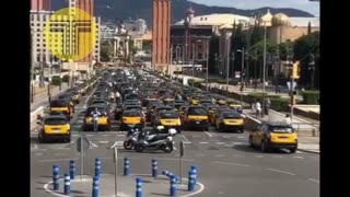 Manifestación del taxi en Barcelona contra los VTC