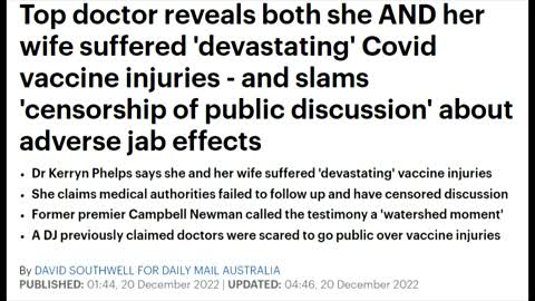 High Profile Australian Doctor Speaks Out About Vaccine Injuries