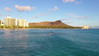 Drone footage of surfers