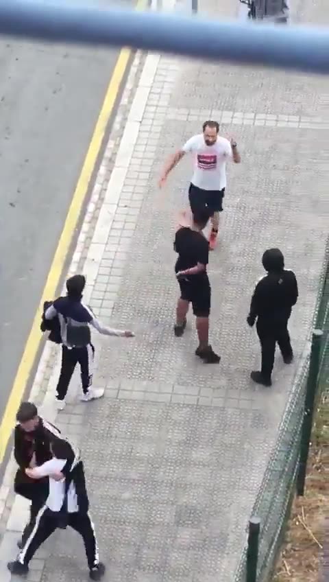 Man with baby in Spain threatened with a knife by North African immigrants. We
