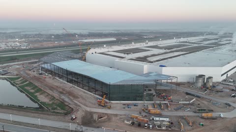 Tesla Gigafactory Texas | part 6 (1 of 2) | foggy sunrise! [panorama photos] #gigatexas