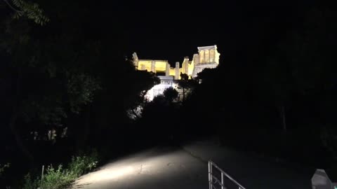 Tuktuk, The Acropolis and the Monument of Philopappos in Athens, Greece