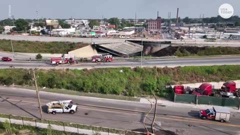 95 bridge collapse Road closed after truck fire in Philadelphia USA TODAY_1080p