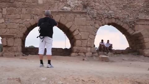 Amazing view of Israel - Photographers at Aqueducts of Caesarea, Israel