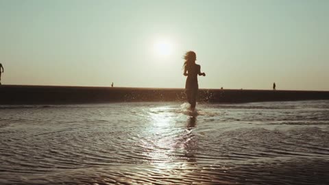 Beautiful sunset, on the beach .