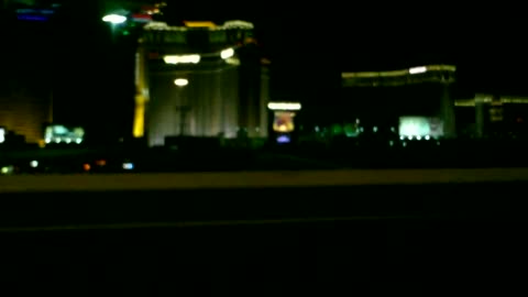 Driving Past Las Vegas Strip At Night in Bus 2014