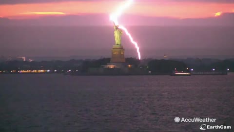 Statue of Liberty Struck By Lightning