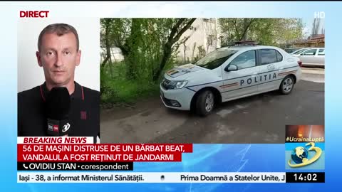 56 de maşini distruse de un bărbat beat, la Braşov. Bărbatul a fost reţinut de jandarmi