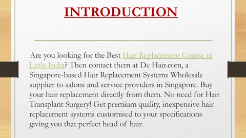 Best Hair Replacement Course in Little India