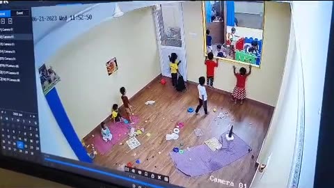 Kindergarden boy hits badly to a girl