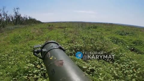 The Ukrainian military fires at the Russian position from the RPV-16 infantry rocket