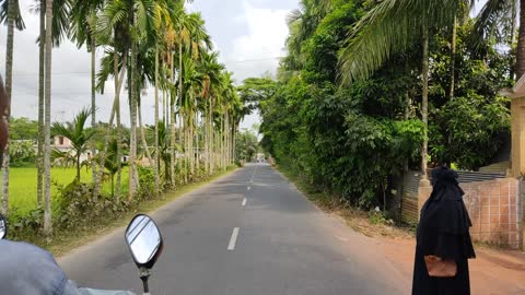 The beautiful village road driving