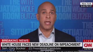 Booker Says Impeachment Inquiry 'Is a Moment of Patriotism, Not Politics’