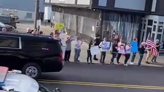 People shout "F*ck Joe Biden" as Biden's motorcade passes through Scranton, PA