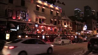 Buildings With Christmas Lights And Decorations