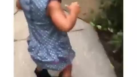Awesome toddler walking perfectly with high heels