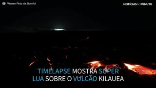 Superlua brilha sobre vulcão Kilauea no Havai