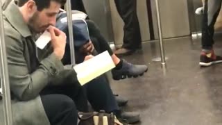 Ecstatic Woman Cannot Control Her Happy Feet Dancing In The Subway