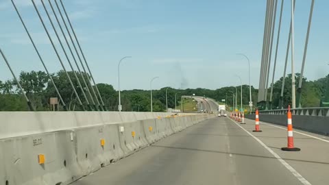 Driving over a bridge