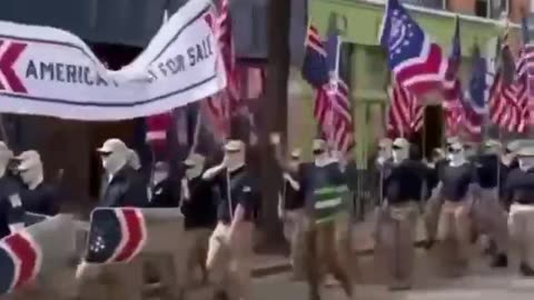 The feds going marching one by one hurrah, hurrah. The Patriot Front in Charleston WV