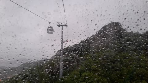 cable car on a rainy day