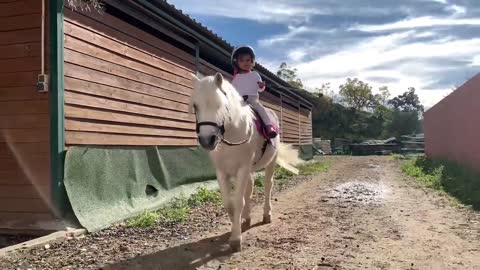 The cutest little toddler horse rider and her pony..,,,Best video