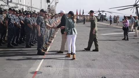 President Donald Trump visits Sailors and Marines aboard USS Kearsarge (