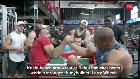 Kochi-based arm wrestler Rahul Panicker beats _world_s strongest bodybuilder_ Larry Wheels